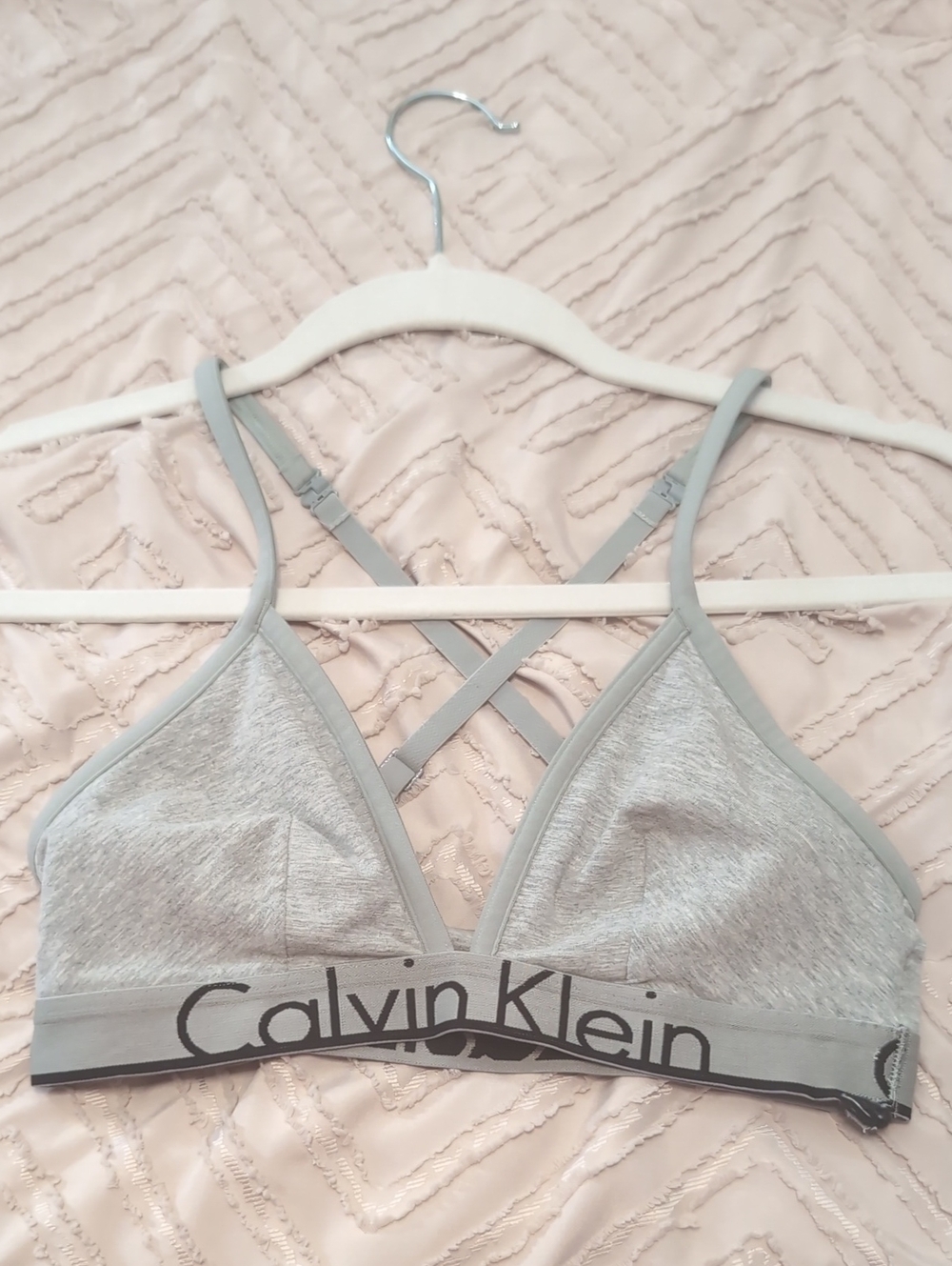 Calvin Klein Heather Gray Wireless Bralette with Adjustable Crisscross Back